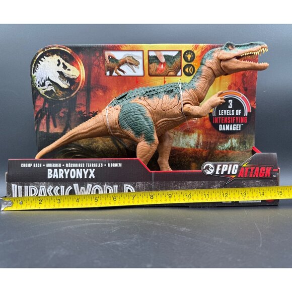 Jurassic World Epic Attack Baryonyx Action Figure Chomp Back Mattel HTP68 New - Picture 10 of 11
